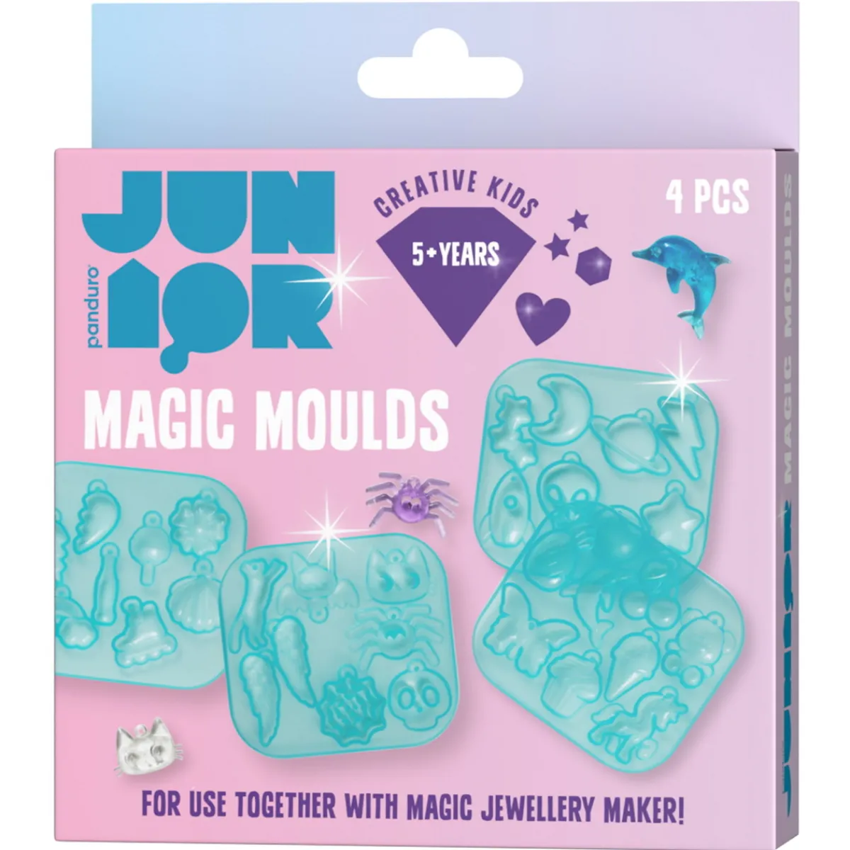 Panduro Hobby Magic Jewellery Maker – 4 formar med 32 nya roliga motiv att gjuta | Barn Diy-Kit