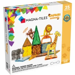 MagnaTiles Magna-tiles safari 25 st – innovativa, färgglada och transparenta byggklossar med inbyggda magneter | Barn Magnetleksaker