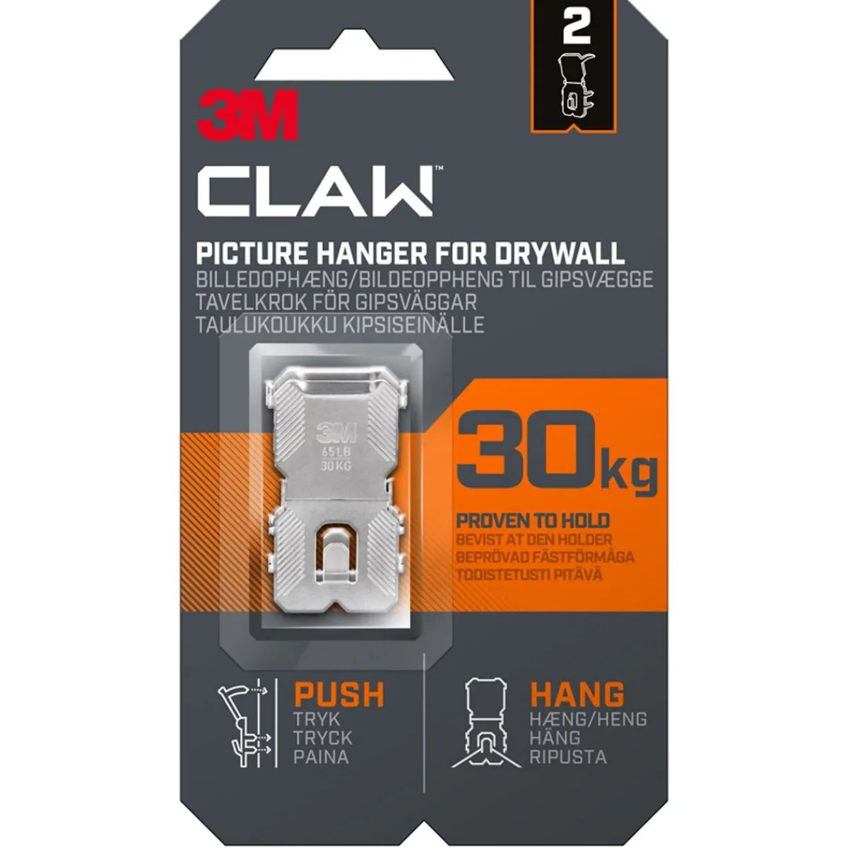 3M Claw tavelkrok med 30 kilos bärkraft, 2-pack | Skruvar & Upphängning