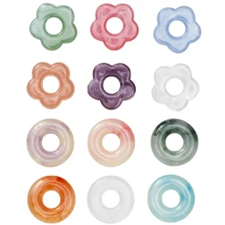 Panduro Jewellery Mellandel blommor & donut 12 st. 6 av var. Ø20 mm, ej försedda med hål | Acryl