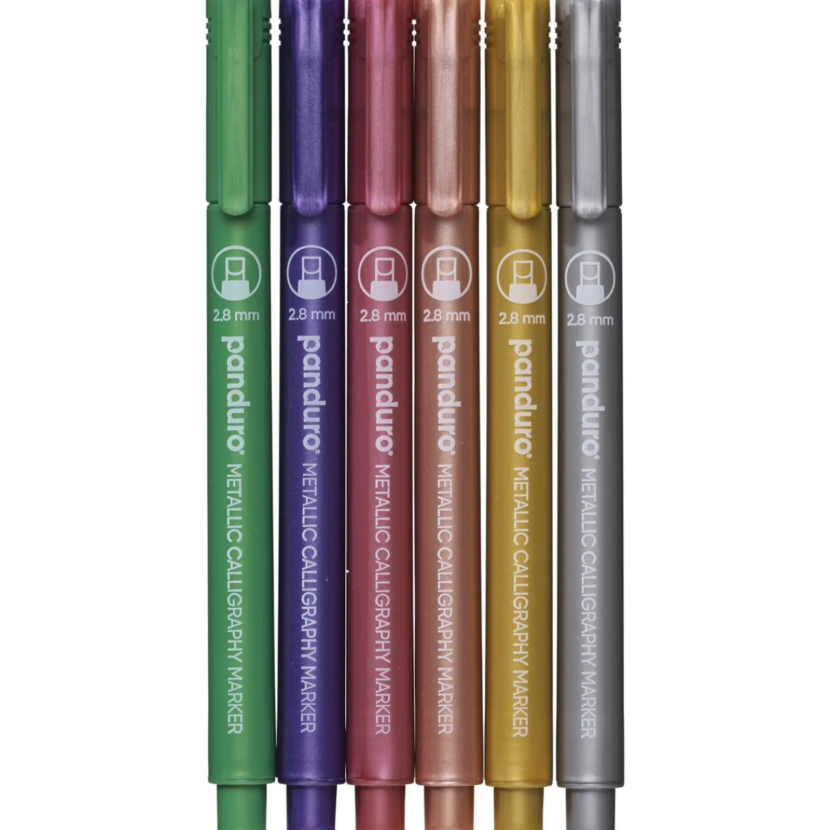 Panduro Hobby Metallicpennor med kalligrafispetsar 0,5–3 mm skrivbredd, 6-pack | Kalligrafipennor