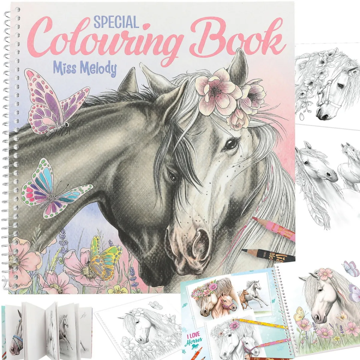 Miss Melody Special Målarbok – 20 vackra hästmotiv | Barn Målar- & Pysselböcker