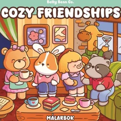 Oklassificerat Målarbok Cozy Friendships by Belly Bean, färglägg 32 jättesöta motiv! 21,5×21,5 cm