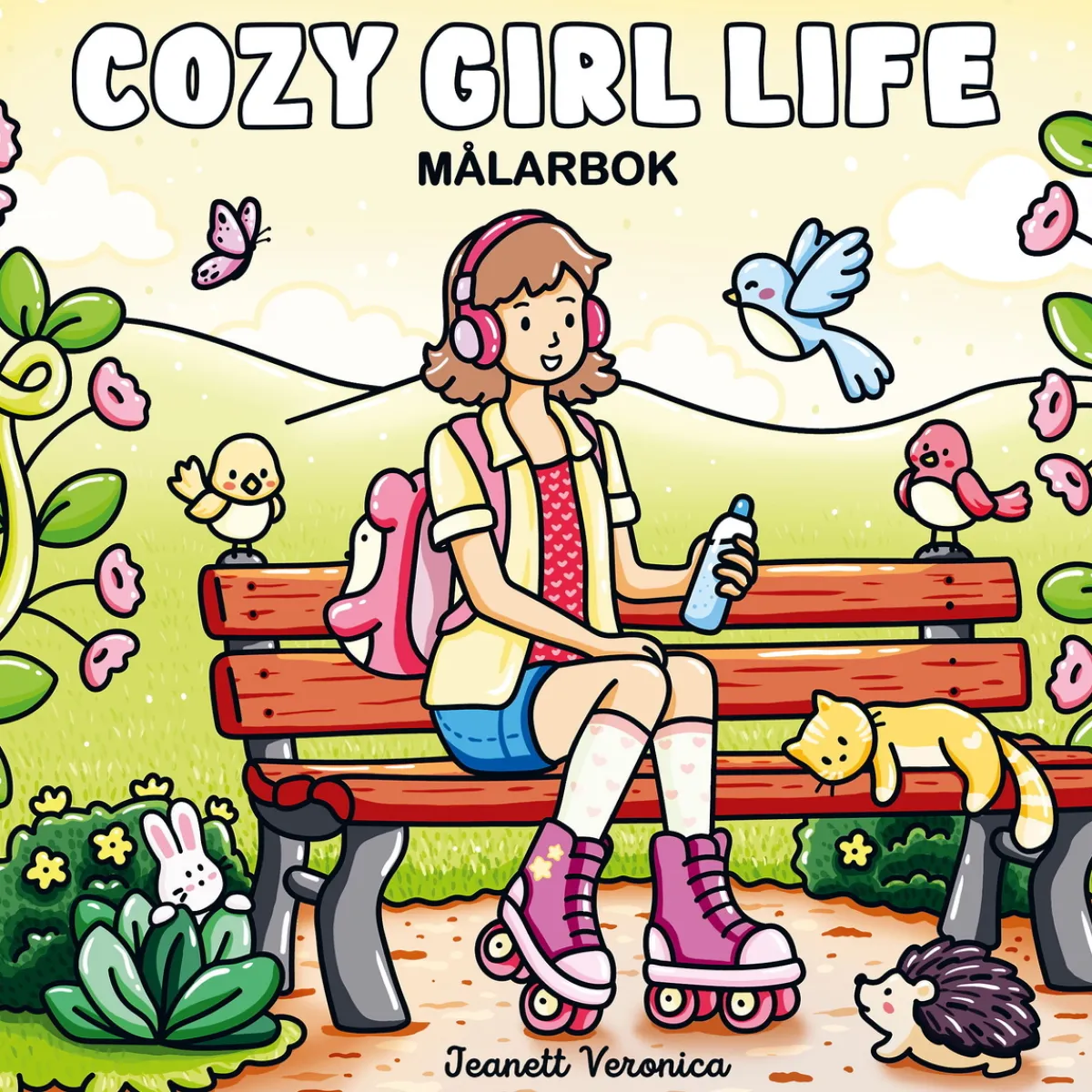 Oklassificerat Målarbok Cozy Girl Life, en mysig målarbok med 40 avslappnande motiv, 25×25 cm
