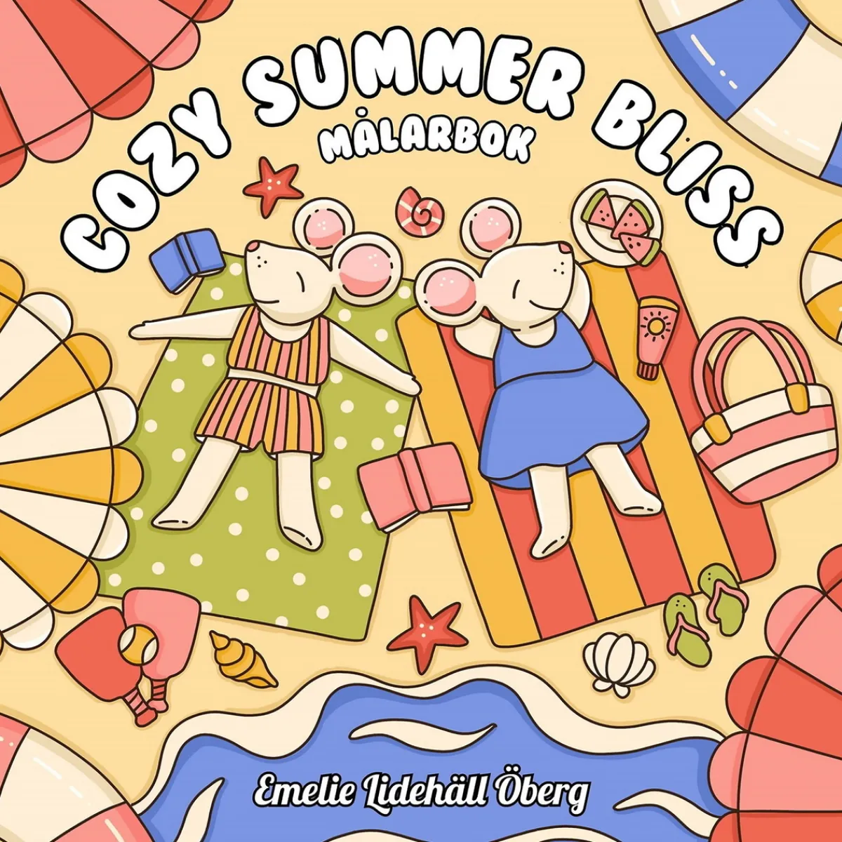 Oklassificerat Målarbok Cozy Summer Bliss, färglägg 40 somriga motiv! 25×25 cm | Målarböcker För Vuxna
