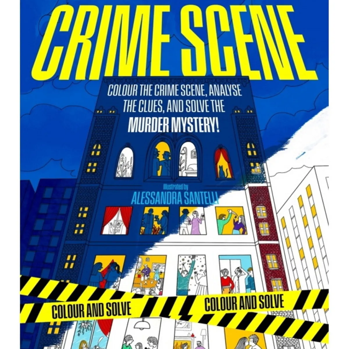 Oklassificerat Målarbok Crime Scene, färglägg motiven & lös 35 brott! ENGELSK TEXT