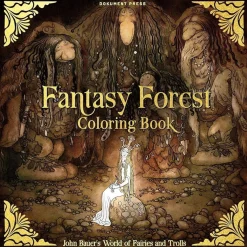 Oklassificerat Målarbok Fantasy Forest Fairies & Troll, färglägg John Bauers värld! 25×25 cm, 40 sidor