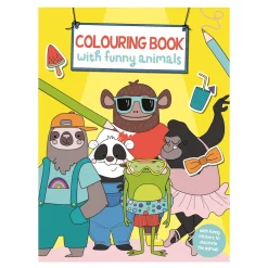 Barn Panduro Hobby Målarbok Roliga djur – 21×28 cm, 24 helskojiga djurmotiv att färglägga + 2 sidor med stickers