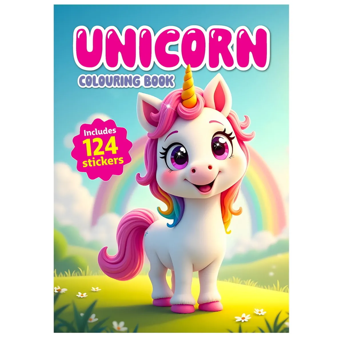 Keesing Målarbok Unicorn 21×29,7 cm, 36 sidor med söta enhörningar! +124 stickers | Barn Målar- & Pysselböcker