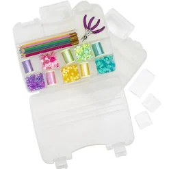 Panduro Hobby Mångsidig förvaringsbox av hårdplast med justerbara fack, mått 28×21×11 cm | Plastlådor & Burkar