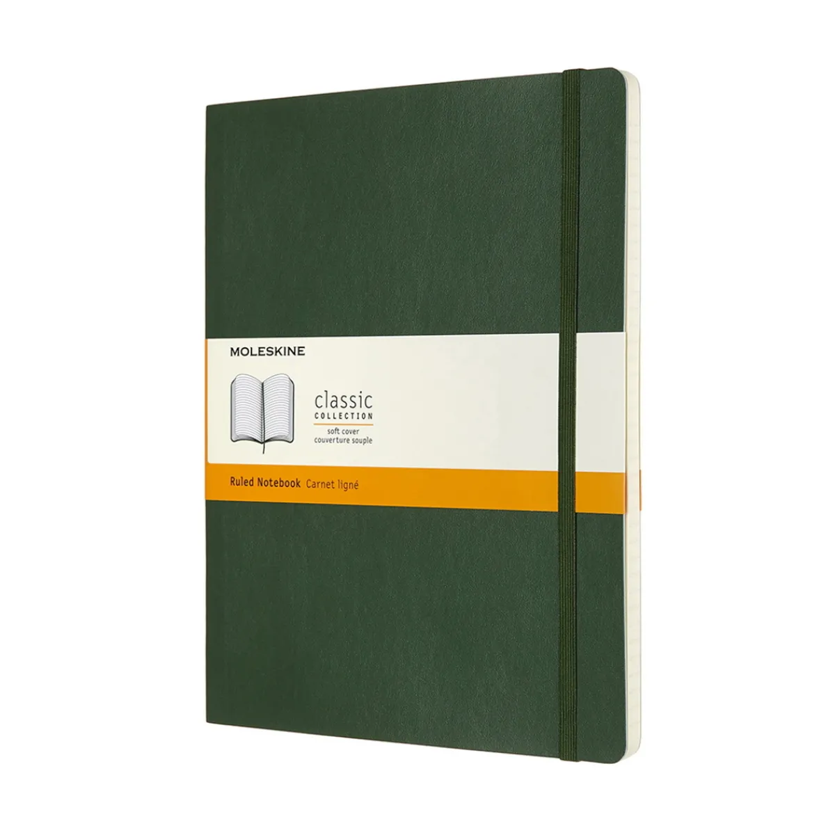 Moleskine Classic Notebook XL (19×25 cm), grön mjuk pärm – 192 linjerade sidor