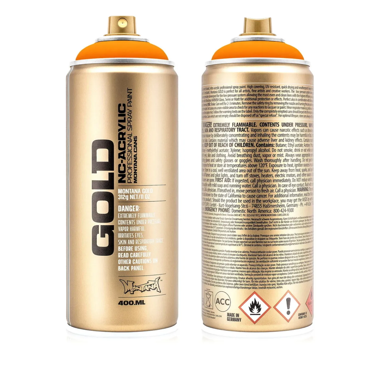 MONTANA Gold sprayfärg 400 ml - F2000 Power Orange | Sprayfärger