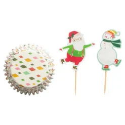 Joker 20 muffinsformar och 20 partypicks / caketoppers med julmotiv