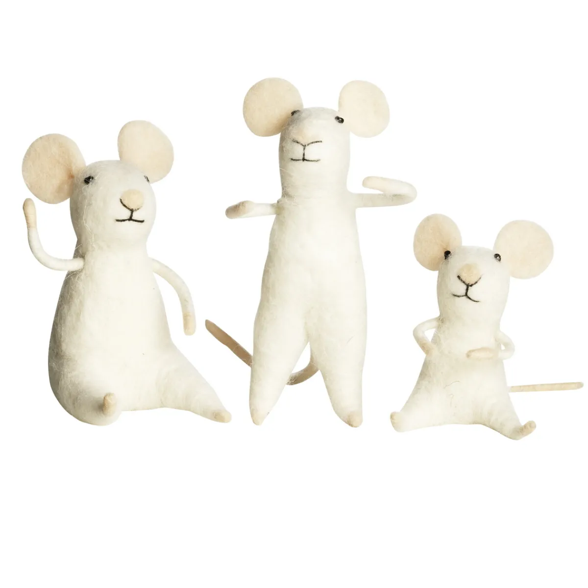 Panduro Hobby Musfamilj vit H.6,5-10cm 3st