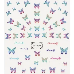 Panduro Hobby Nagelstickers pastellfärgade fjärilar & "butterfly". 1 ark à 8,5×10 cm | Barn Ansikts- Och Nageldekor