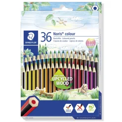 Staedtler Noris Color 185 – 36 st färgpennor i uppcyclat trä | Barn Barnpennor