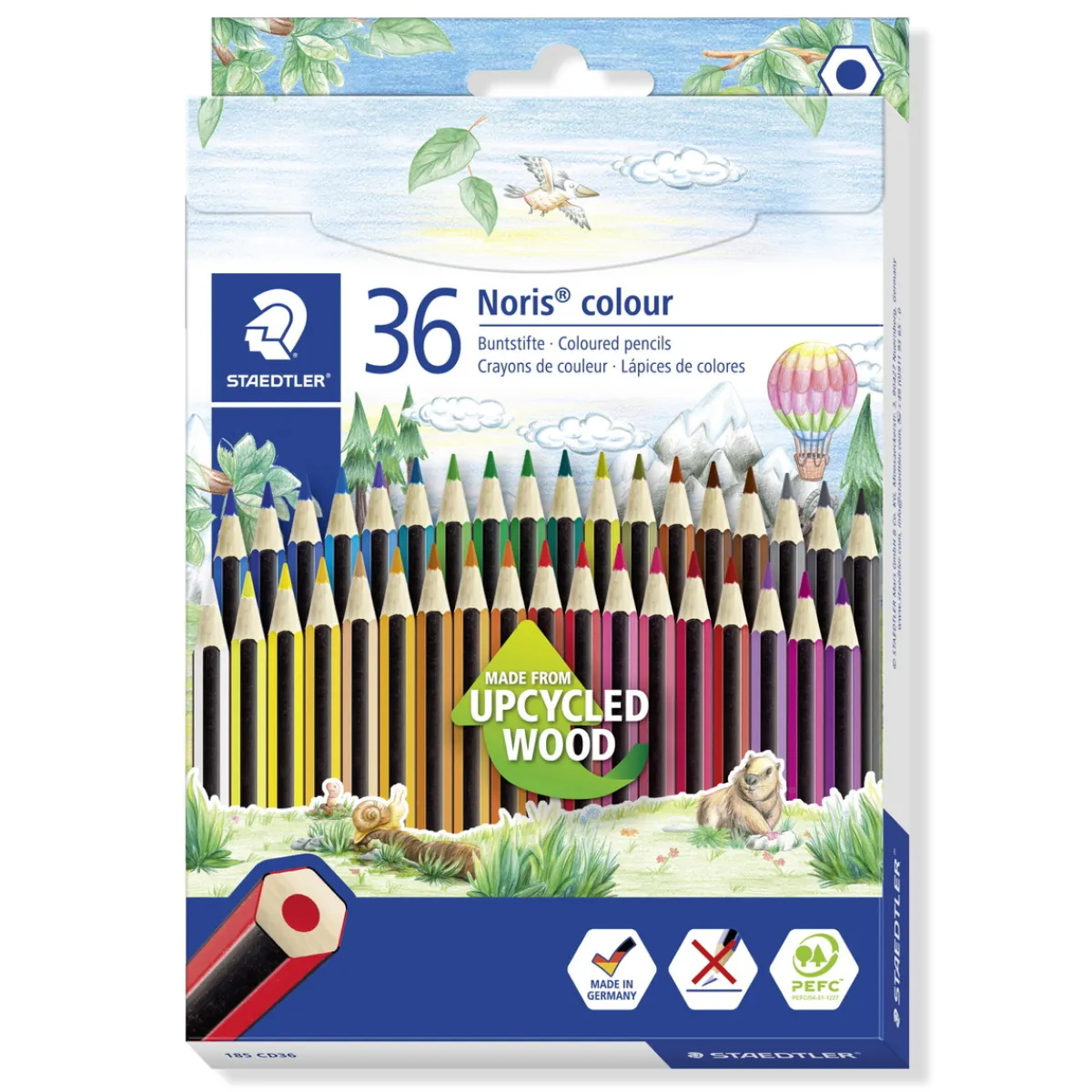 Staedtler Noris Color 185 – 36 st färgpennor i uppcyclat trä | Barn Barnpennor