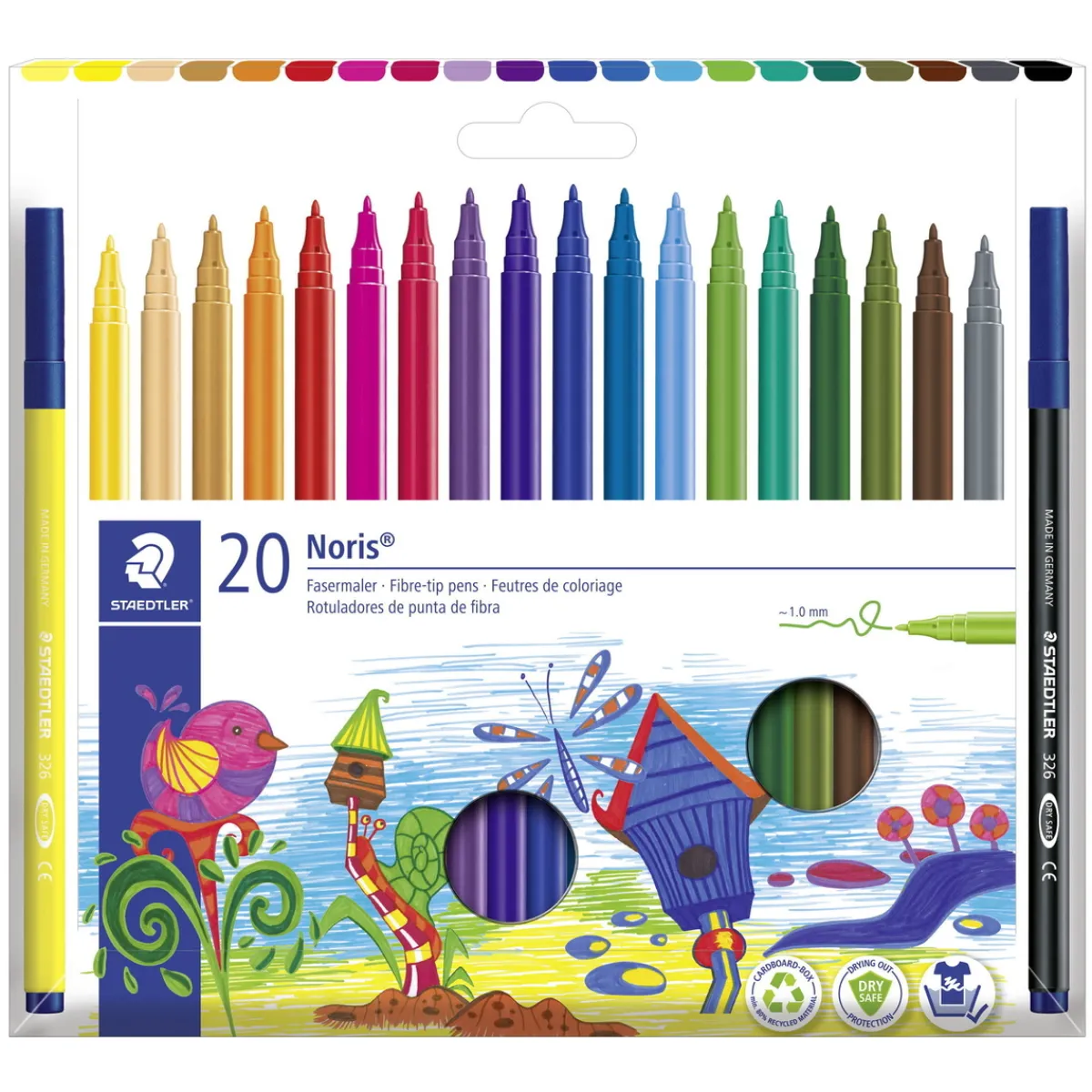 Staedtler Noris tuschpennor 20p – barnvänliga dry safe pennor | Barn Barnpennor