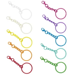 Panduro Hobby Nyckelringar av metall, 10-pack i färgglada färger. Längd 6,5 cm, Ø2,5 cm | Barn Nyckelringar