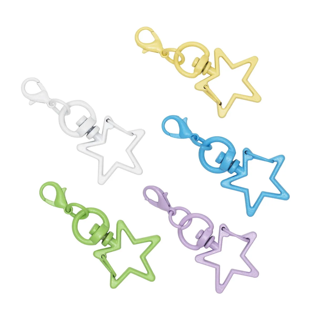 Barn Panduro Hobby Nyckelringar med stjärnor, 5-pack i glada färger, 2,4x5 cm