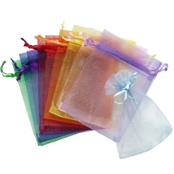 Panduro Hobby Organzapåsar presentpåsar av organza 10-pack, transparent färgmix 9×11,5 cm