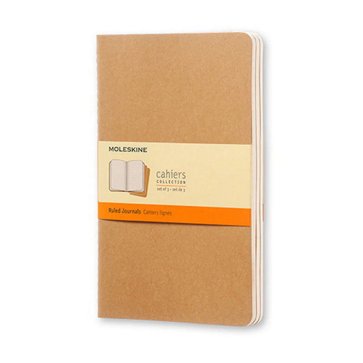 Moleskine 3-pack Cahier Journal Large (13×21 cm), kraftpapper – 3×80 linjerade sidor