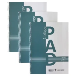 Oklassificerat 3-pack spiralbundna linjerade kollegieblock A4 – 229×297 mm, 70 ark, 70g/m²