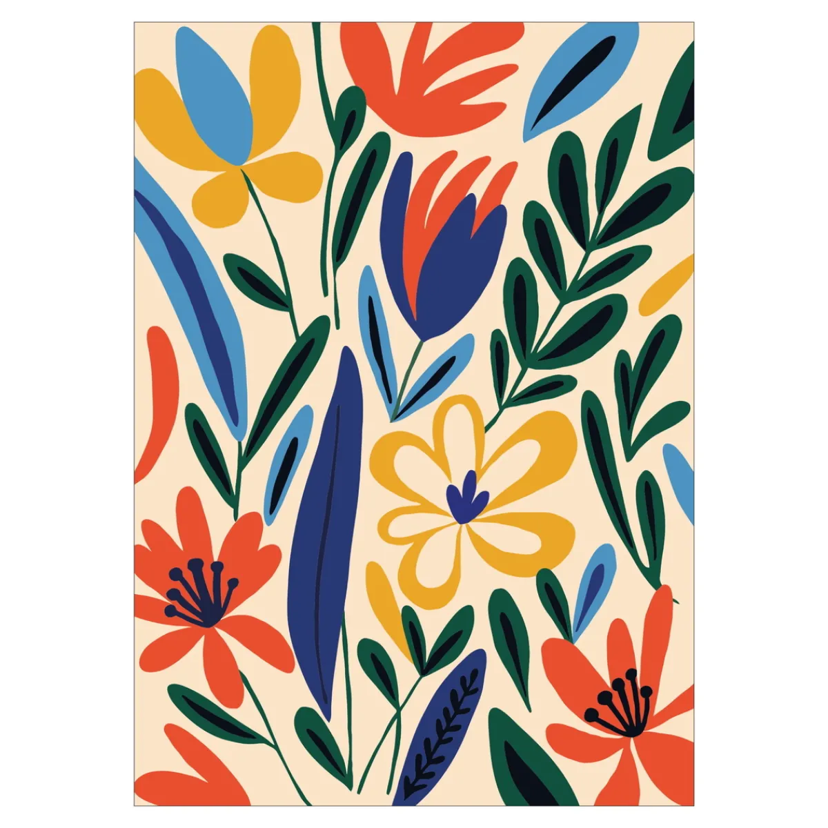Panduro Hobby Paint by number / måla efter nummer – blommor, 25×35 cm + 10 färger & 3 penslar