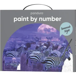 Panduro Hobby Paint by number / måla efter nummer – natt på savannen, 28×35,5 cm + 19 färger & 3 penslar | Övriga Färger
