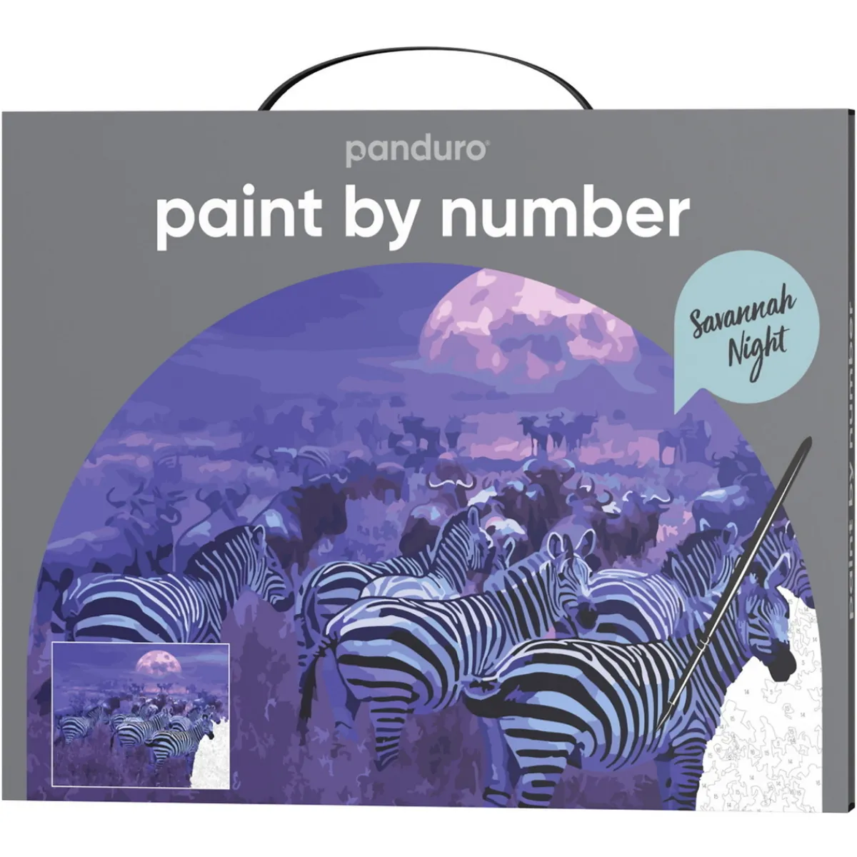 Panduro Hobby Paint by number / måla efter nummer – varg, 28×35,5 cm + 15 färger & 3 penslar