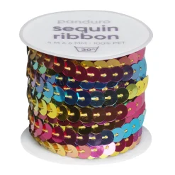 Panduro Hobby Paljettband rainbow, 4 m snöre med massor av paljetter som är Ø6 mm | Glitter- & Ståltrådsband