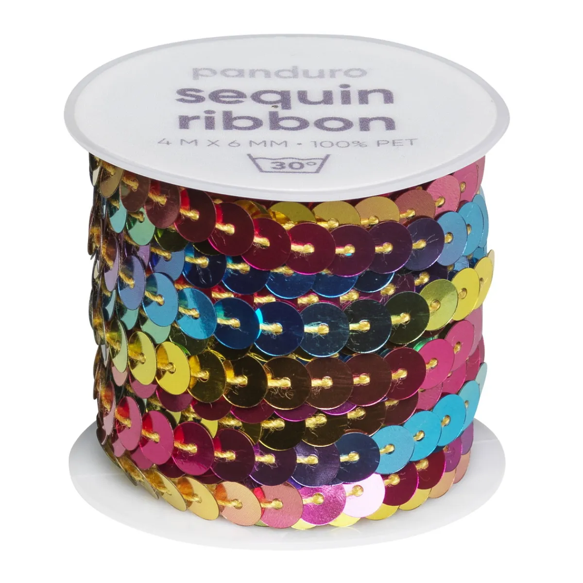 Panduro Hobby Paljettband rainbow, 4 m snöre med massor av paljetter som är Ø6 mm | Glitter- & Ståltrådsband