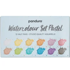 Panduro Hobby Panduro akvarellfärg set Pastel 12 – starka & livliga akvarellfärger i halvkoppar