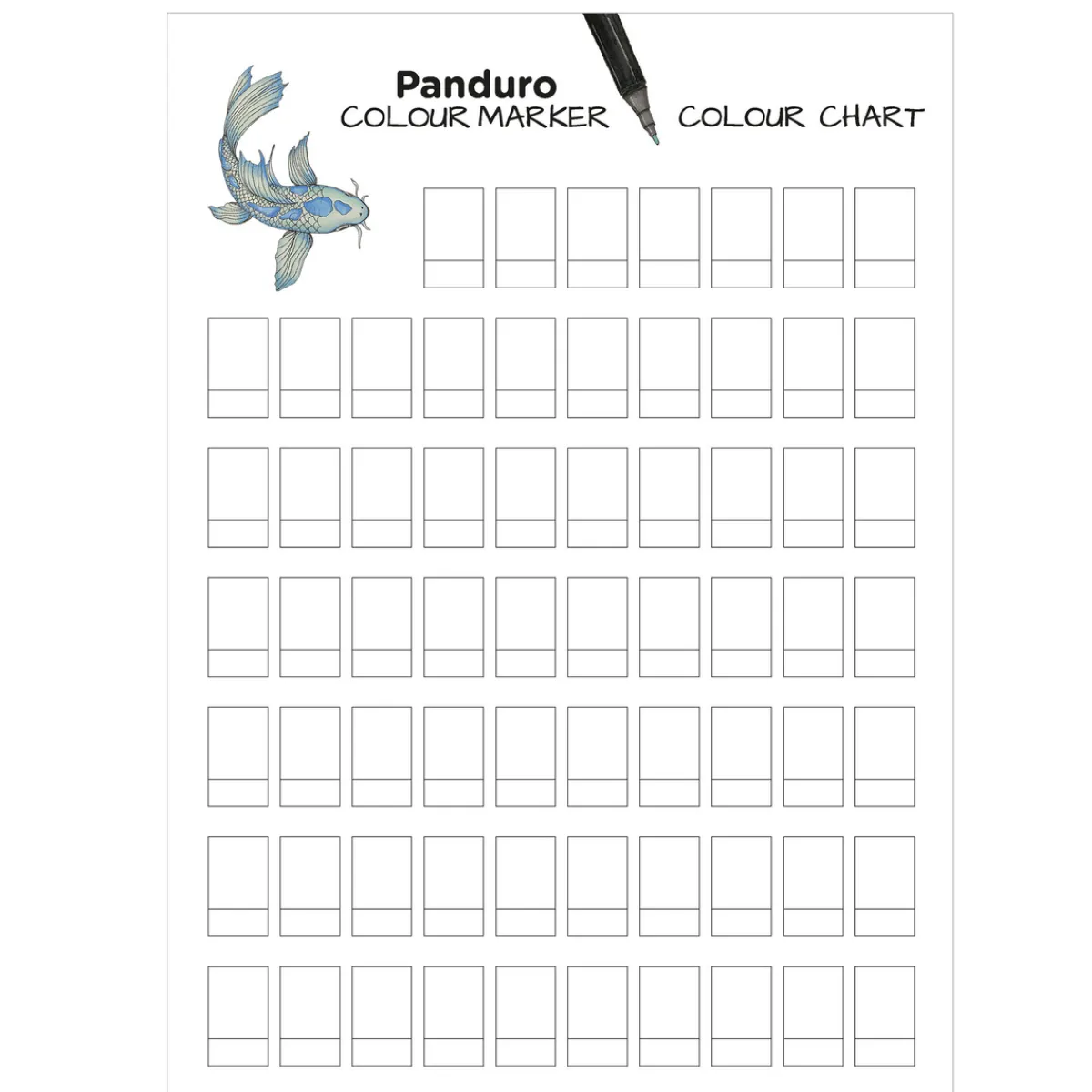 Panduro Colour Marker A4 (210×297 mm) – tom färgkarta för att testa markers