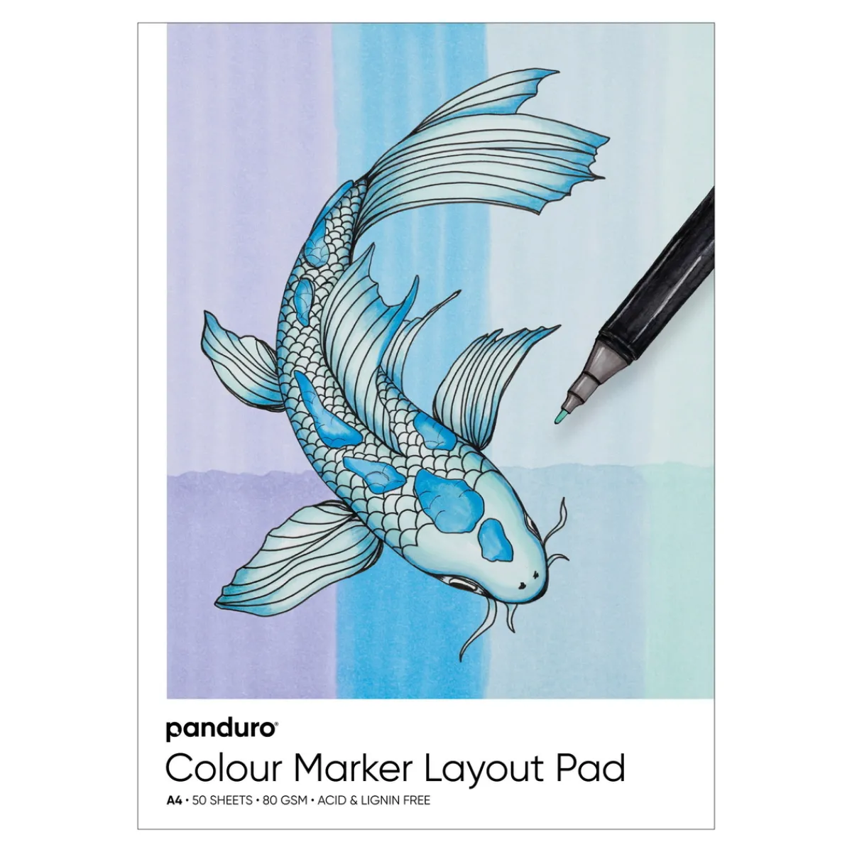 Panduro Colour Marker block A4 (210×297 mm), 80 grams ytvikt, 50 ark – perfekt för att skissa med markers & tuschpennor | Block