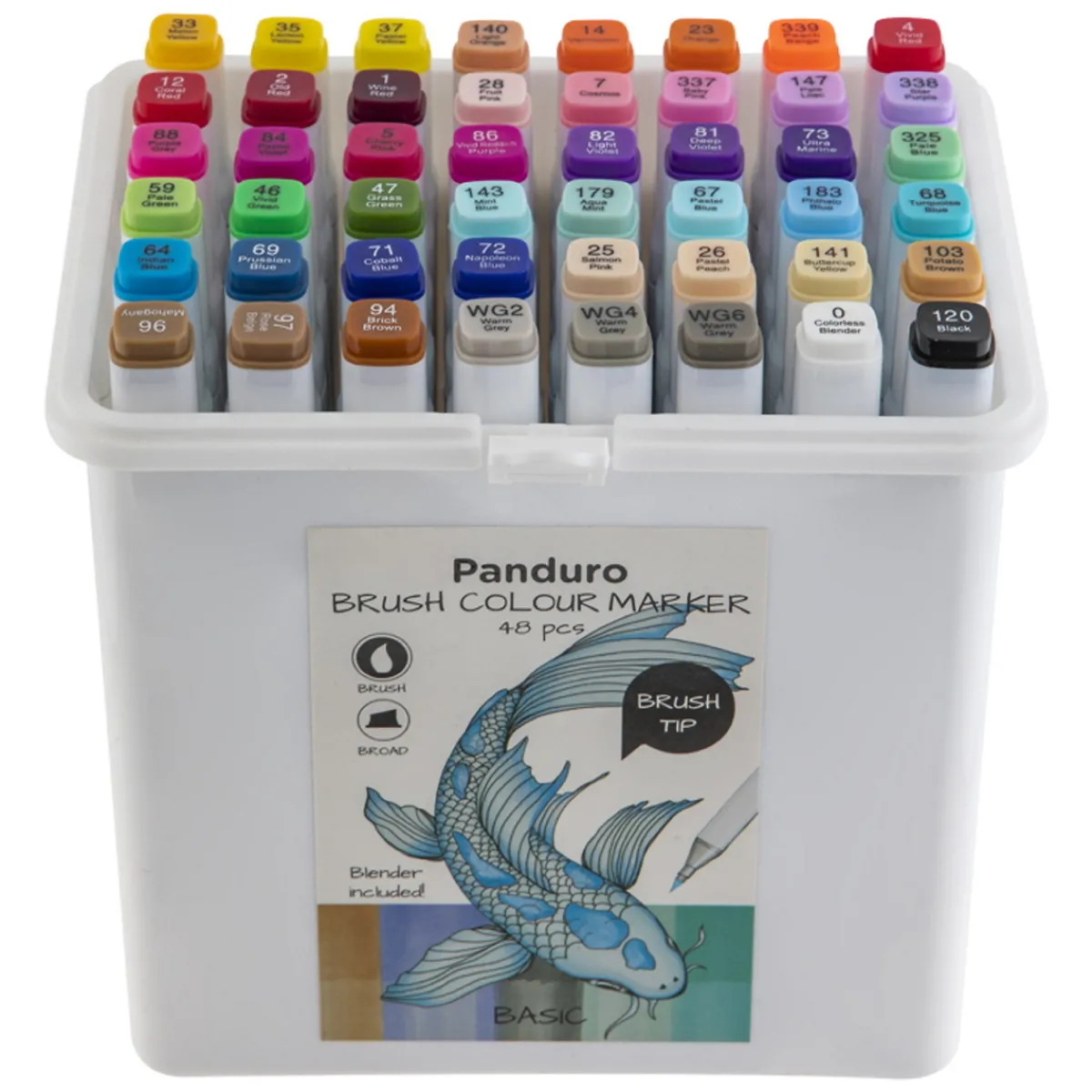 Panduro Colour Marker brush 48 – twintip-markers med penselspets & snedskuren spets | Tuschpennor & Markers