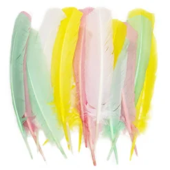 Panduro Hobby Pastellfärgade fjädrar från kalkon, längd ca 30 cm, 16 stycken