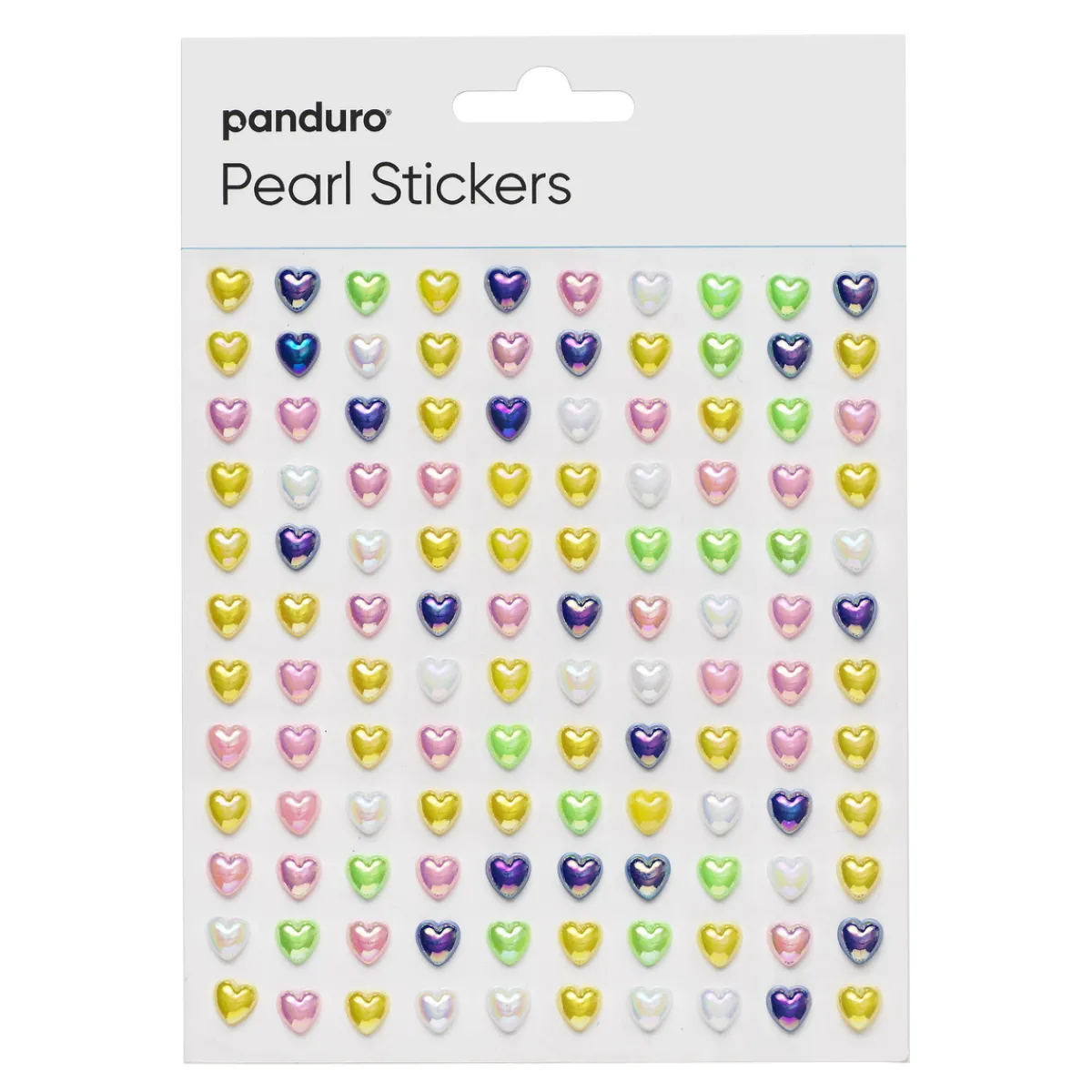 Panduro Hobby Pearl Stickers hjärta färgmix – totalt 240 iriserande hjärtan som är Ø7 mm