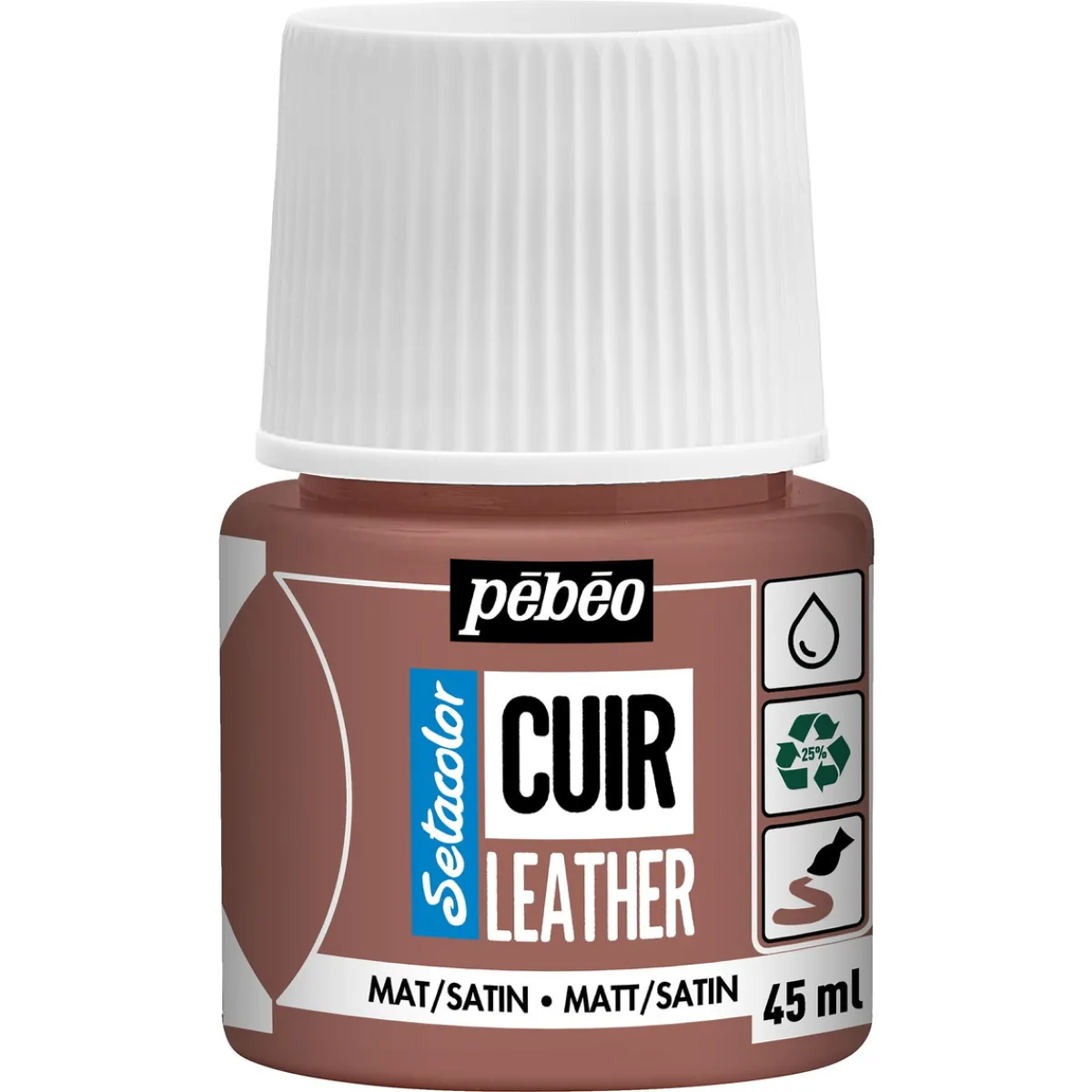 Pebeo Cuir Leather 45 ml läderfärg, färgar även PU läder – Terracotta, matt satin-finish | Läderfärger