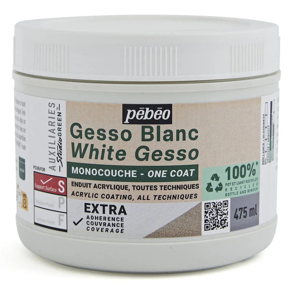 Pebeo Gesso white 475 ml – vit gesso för grundmålning / grundering | Målarmedier