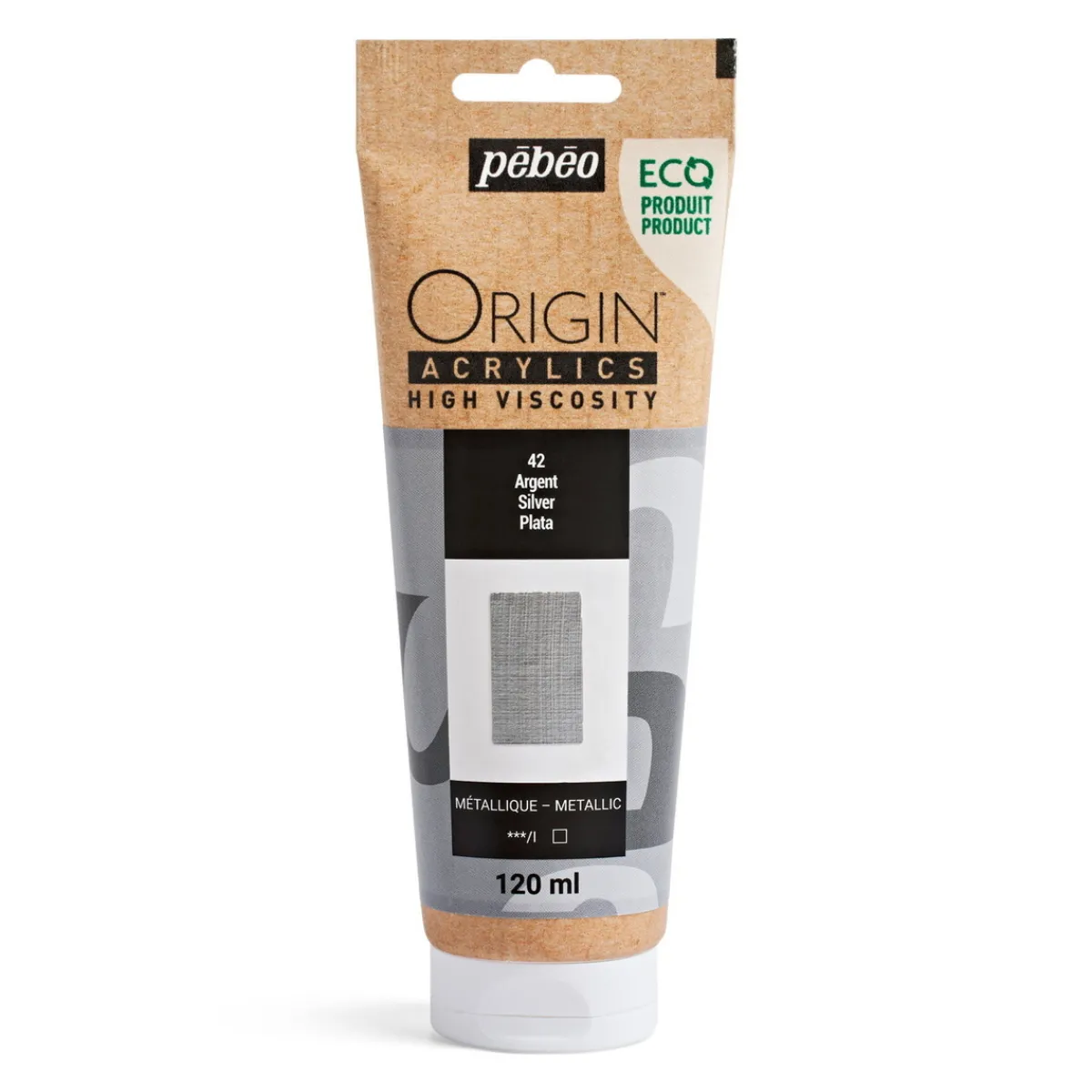 Pebeo Origin Acrylics akrylfärg 120 ml Silver 42 | Akrylfärger