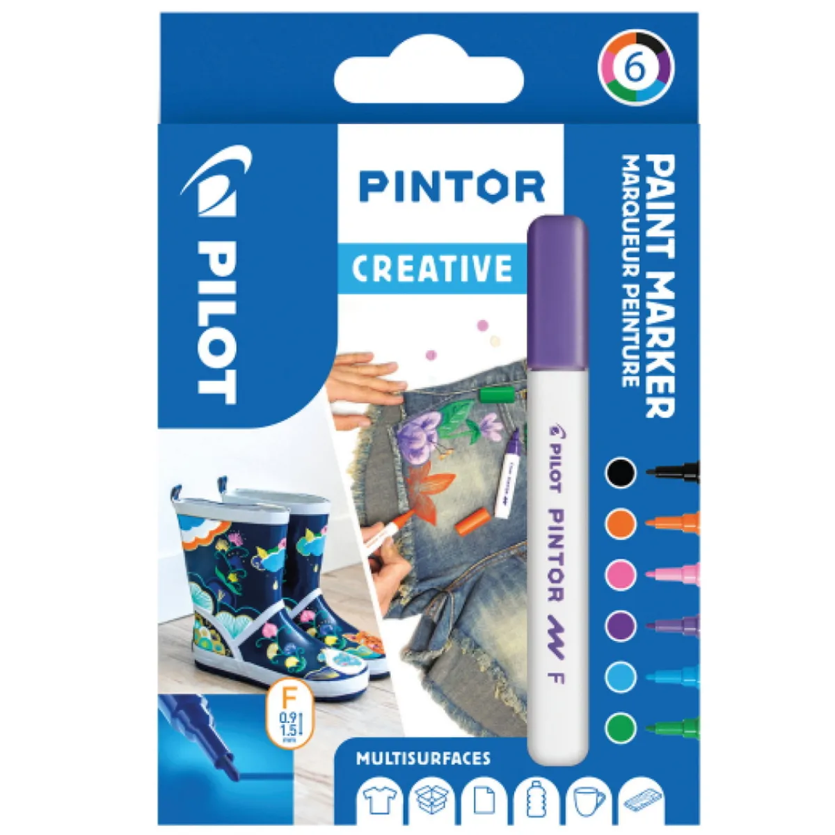 Pilot Pintor F Fun 6-pack | Tuschpennor & Markers