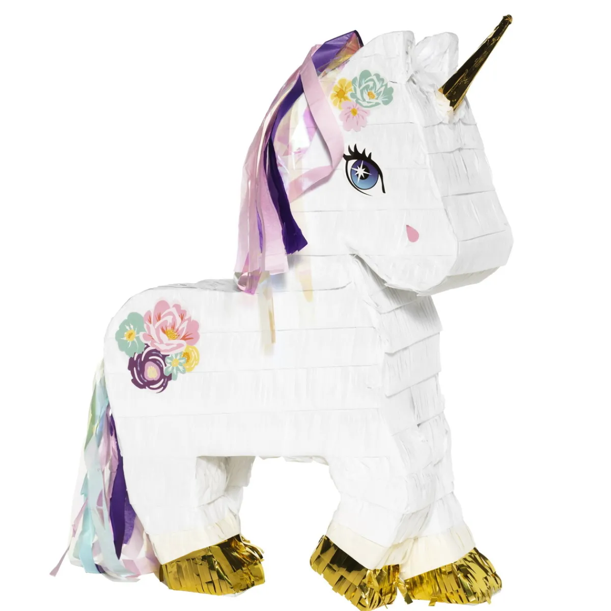 Panduro Hobby Pinata unicorn, enhörning med massor av detaljer & guldmetallic – 32×45×10 cm | Barn Festartiklar