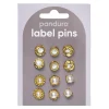 Panduro Hobby Pins, badges, 12 st. härligt guldiga & gnistrande små mini-broscher Ø10-12 mm | Övrig Textildekor