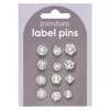 Panduro Hobby Pins, badges, 12 st. härligt silvriga & gnistrande små mini-broscher Ø10-12 mm | Övrig Textildekor