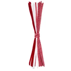Panduro Hobby Piprensare i röd & vit mix med polkaränder! 30 cm långa, Ø6 mm, 25 st. | Piprensare & Pompombollar