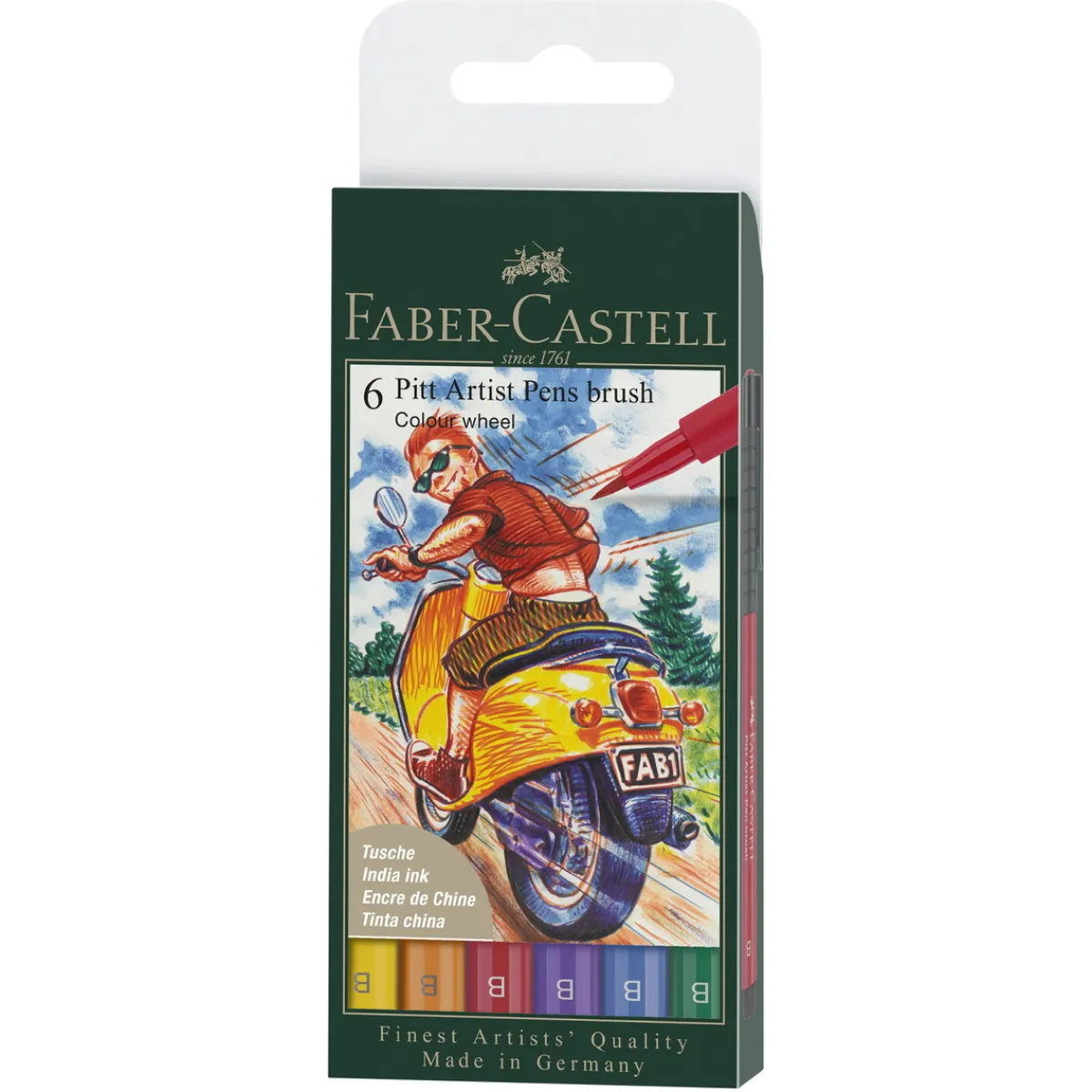 Faber-Castell PITT artist pen set brush 6-pack – Colour wheel | Tuschpennor & Markers