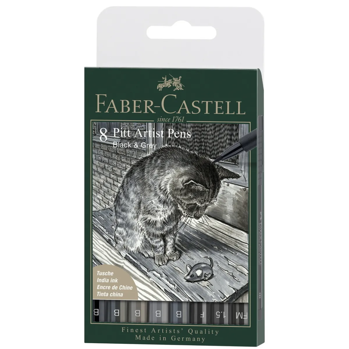Faber-Castell PITT artist pen set 8-pack – Black & grey | Tuschpennor & Markers