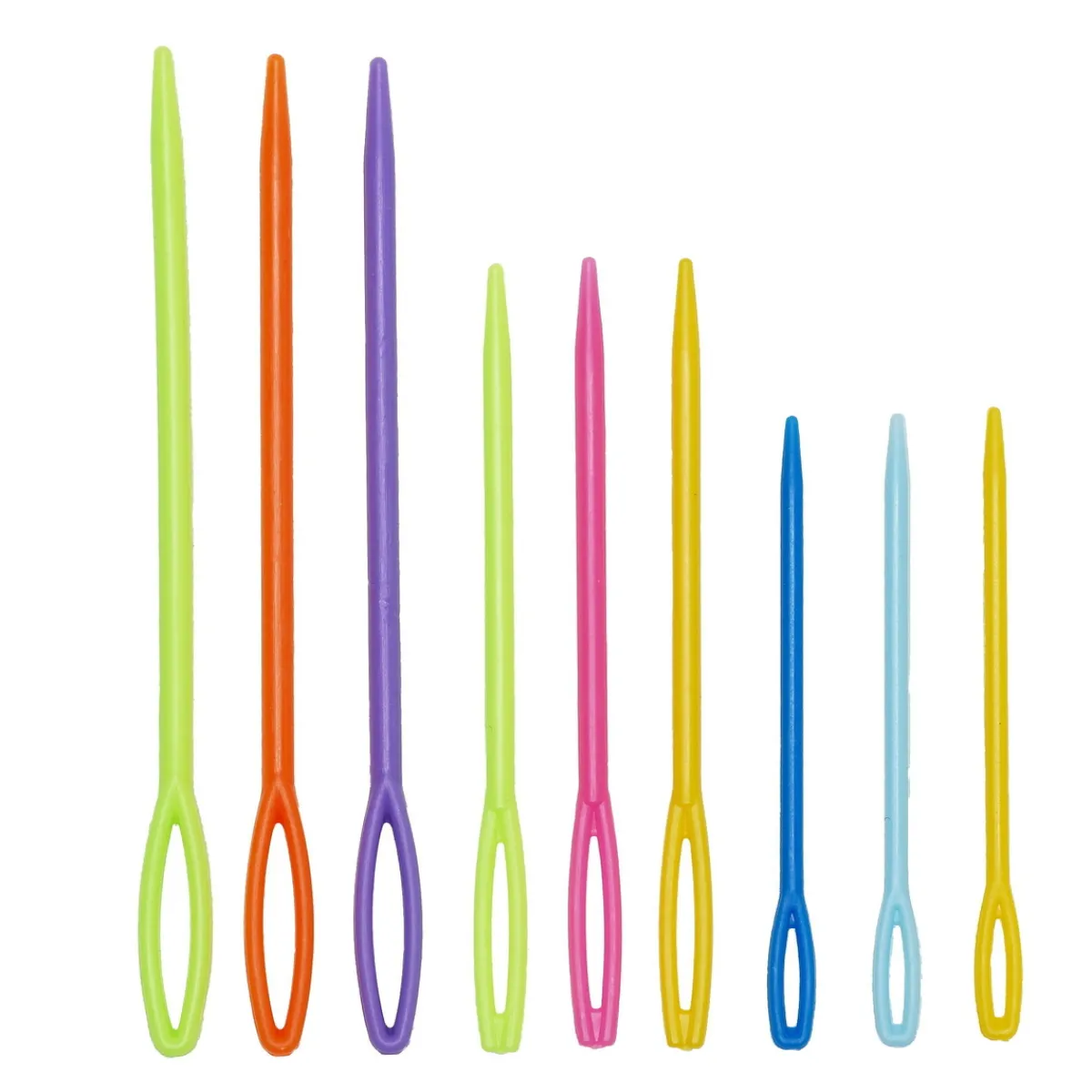 Panduro Hobby Plastnålar 9-pack, barnvänliga nålar i 3 storlekar – 5,5 / 7 / 9 cm | Barn Pärlor