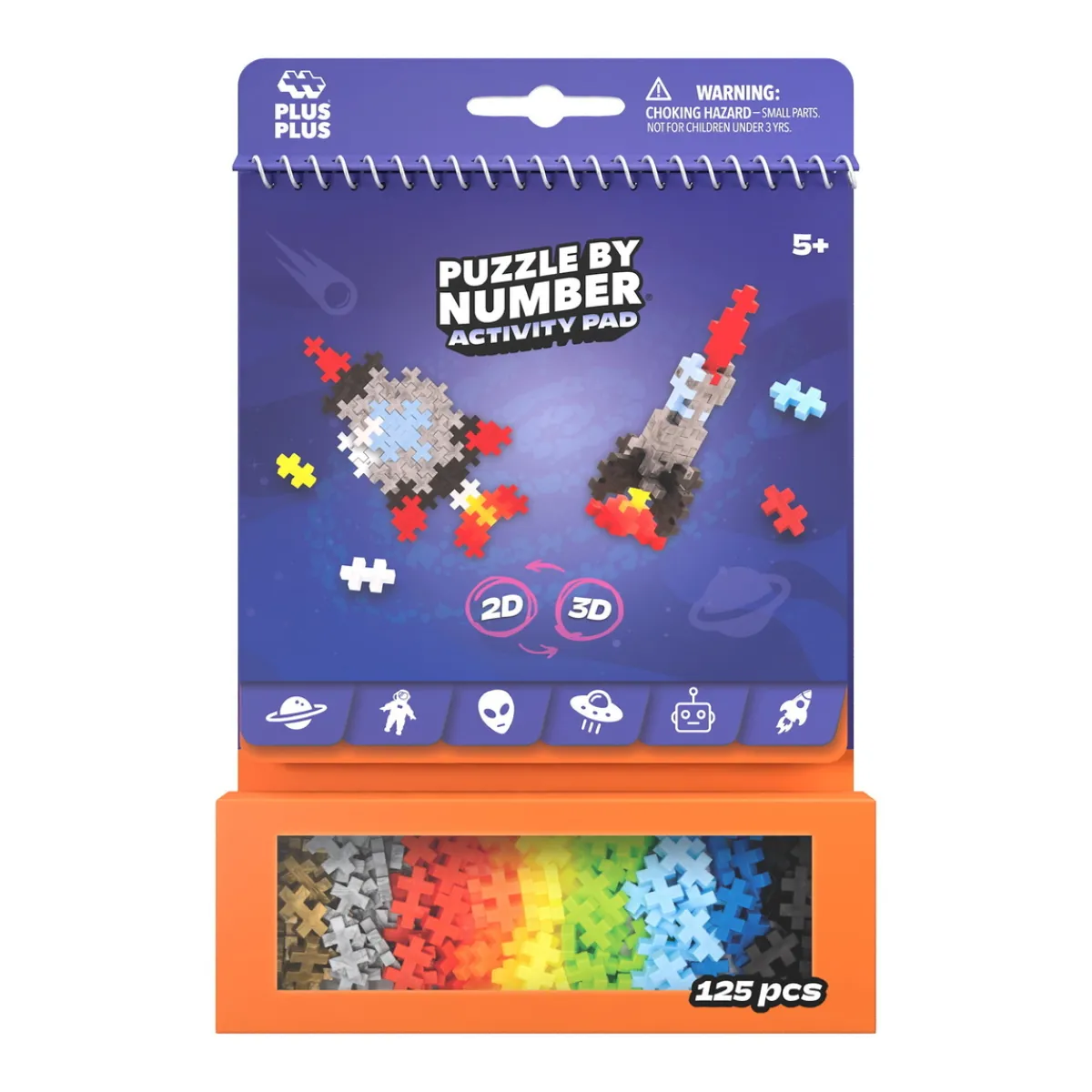 Plus-Plus aktivitets-kit Space – 125 bitar, mönsterblock + praktisk förpackning! | Barn Byggleksaker